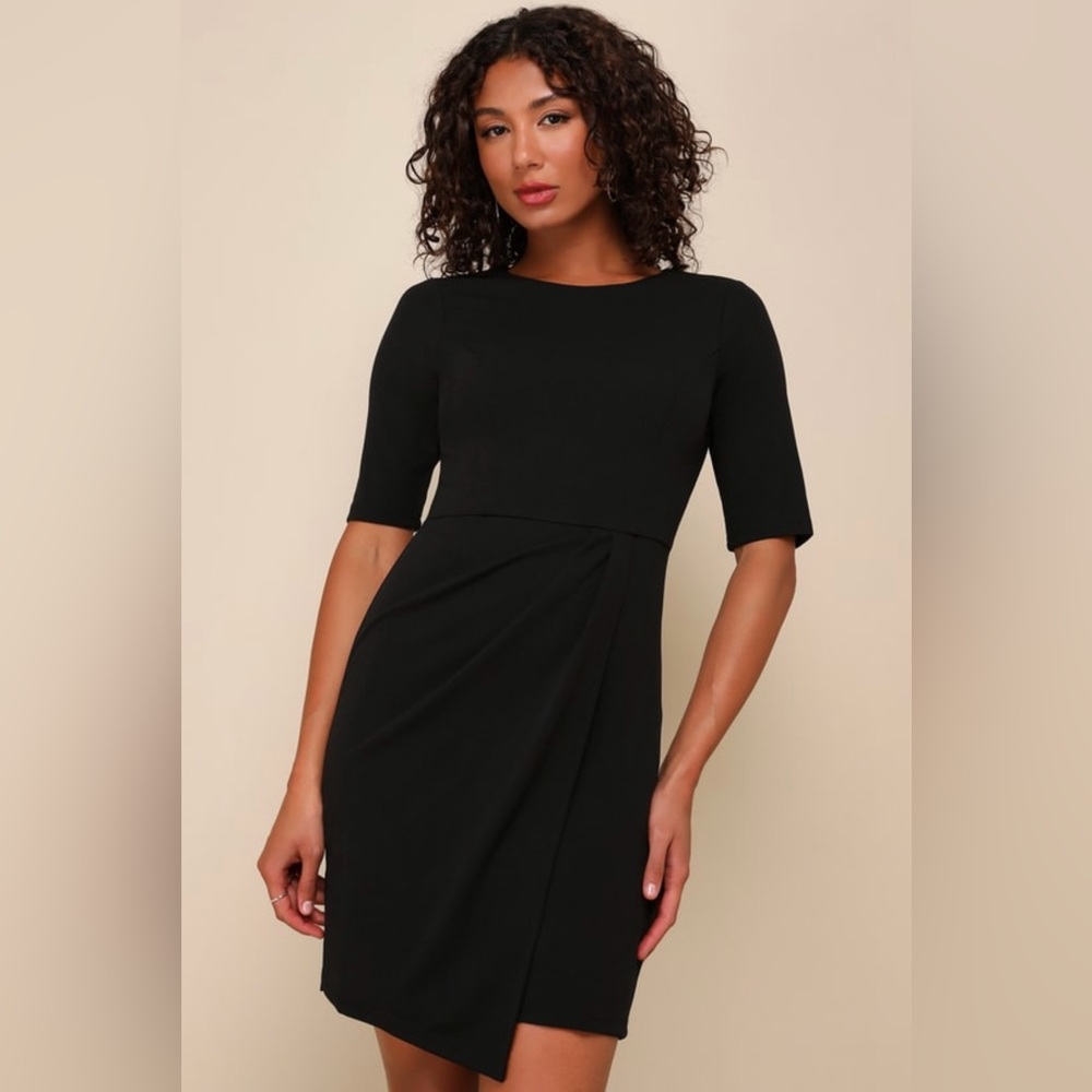 Lulus Westwood Black Half Sleeve Sheath Dress